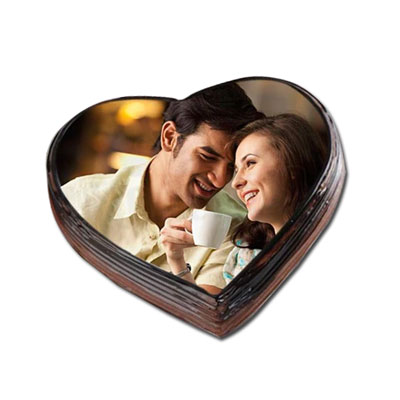 "Personalised Heart shape Chocolate cake - 2kgs (Photo Cake) - Click here to View more details about this Product